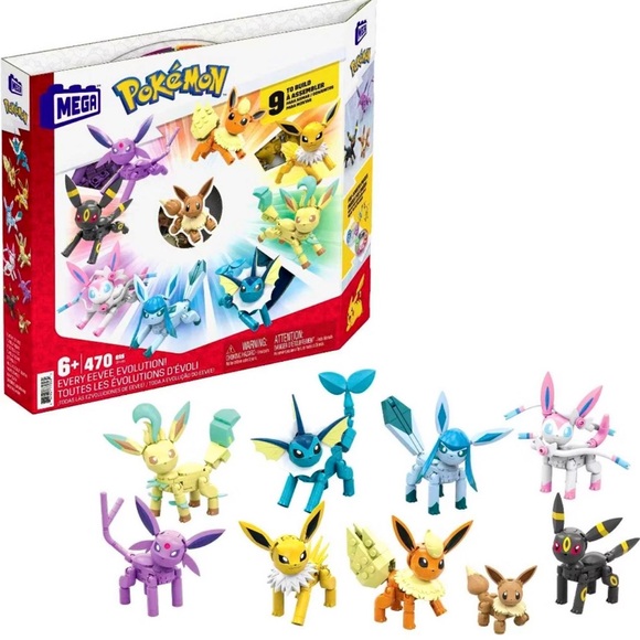 Mega Other - Mega Pokemon Every Eevee Evolution! 9 Figure Building Set - 470 Pieces